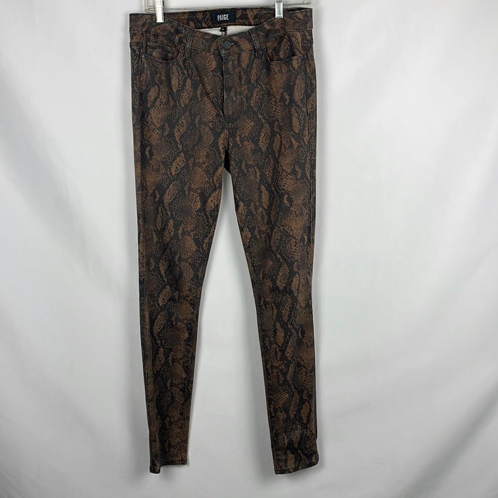 Paige Brown Snake Coated Denim Jeans
